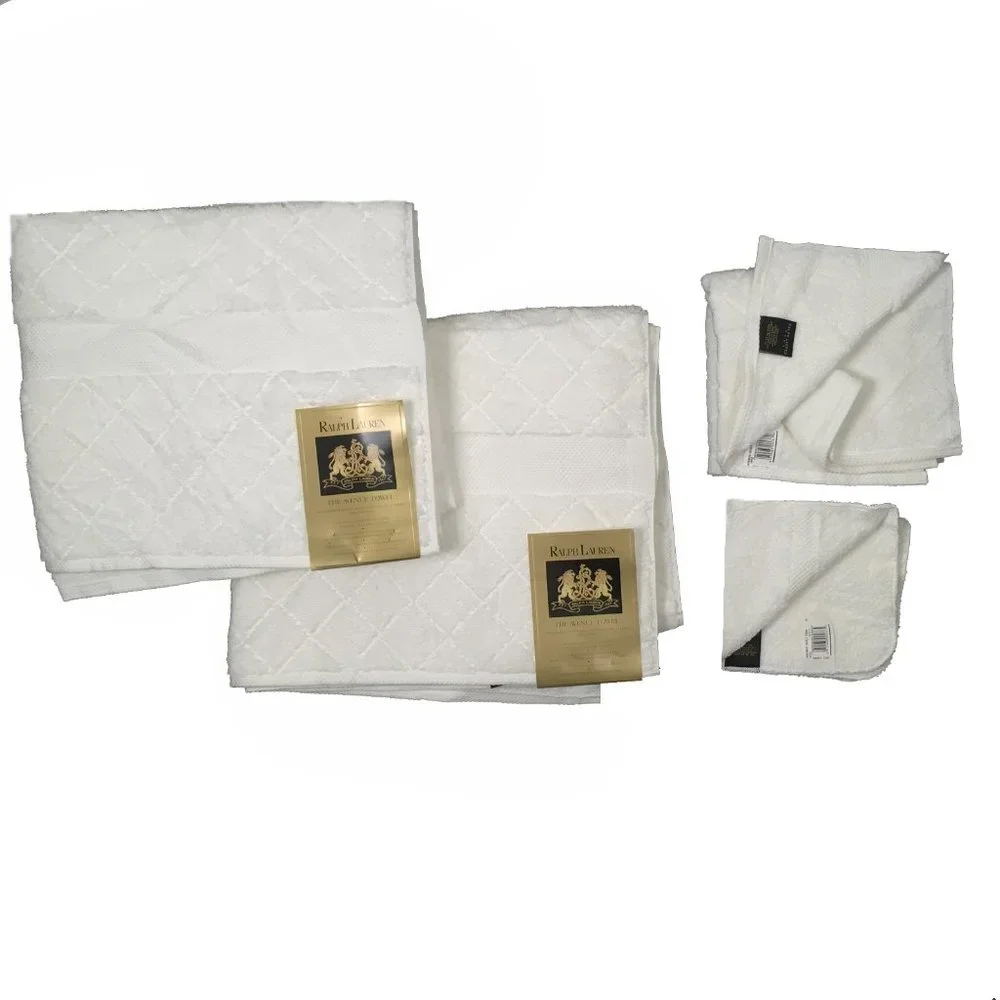 NEW Ralph Lauren 9 Pc Avenue Towel Set! Off White 2 Bath 3 Hand 4 Washcloth USA